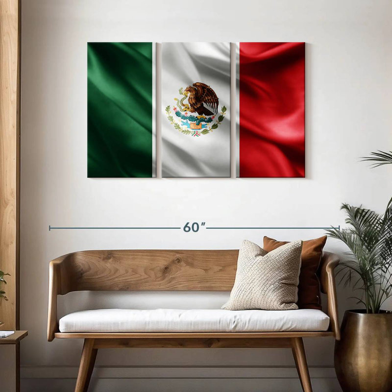 Borges Silk Mexican Flag, 28" H x 45" W