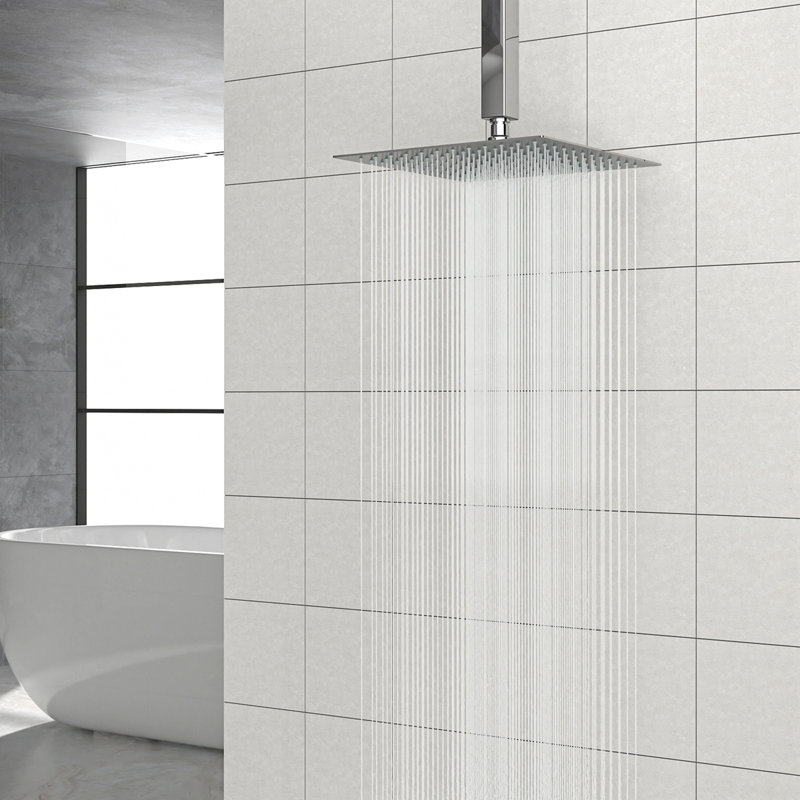 Pomme de douche à pluie carrée 10 po, fixation murale / plafond, Chrome