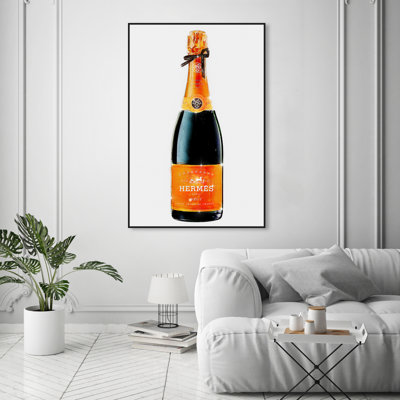 Parisian Luxe Champagne"", Glam Paris Bubbles Modern Orange Canvas Wall Art Print For Dining Room -  Oliver Gal, 24257_36x54_CANV_BFL