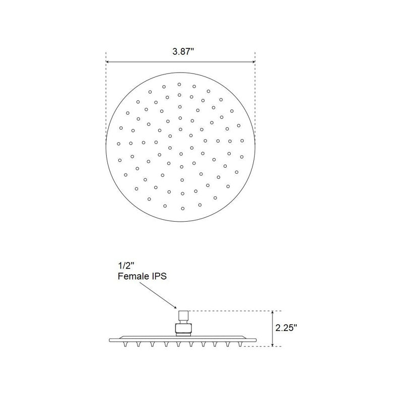 Metro Sharp Nozzles Slim Shower Head - Wall Or Ceiling Mount - 4" Stainless Steel/Brushed Stainless Steel, Matt Black