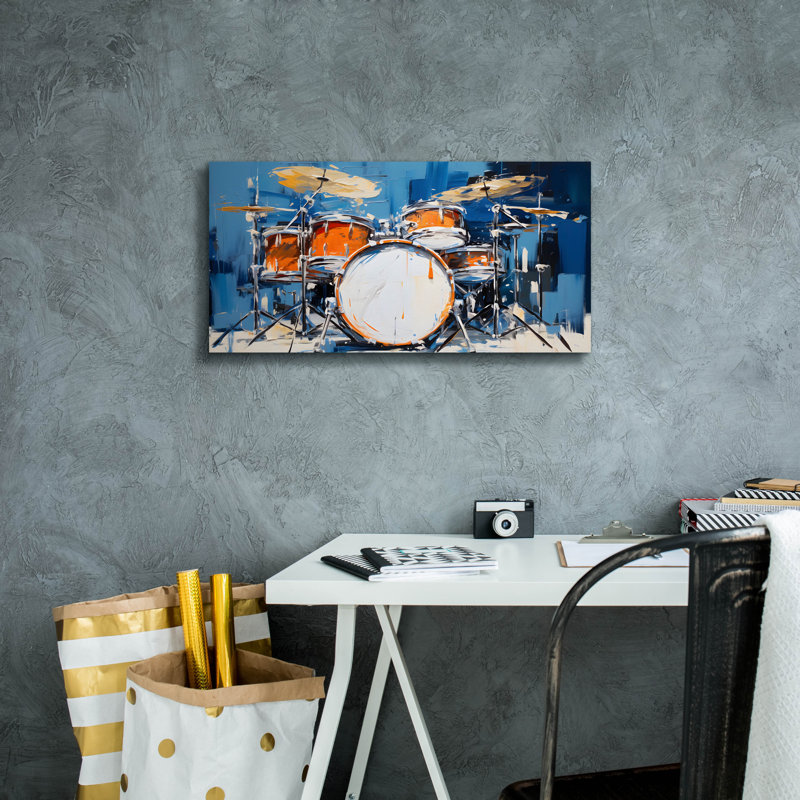 «Drums 1» par Sean Parnell, art mural sur toile, H 12 po x l 24 po x P 0,75 po