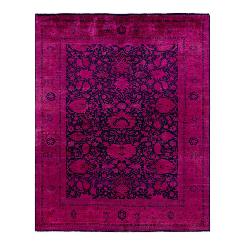 Tapis unique noué à la main Fine Vibrance - rose, 8 pi 3 po x 10 pi 2 po