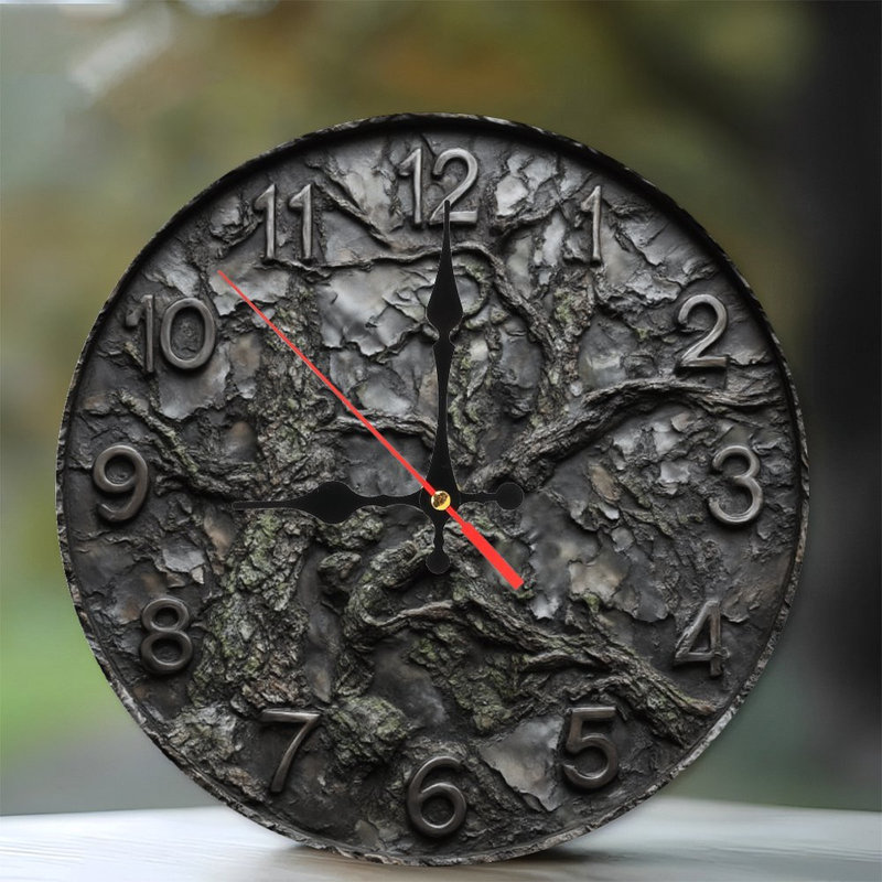 Tree Bark Textured Clock Face