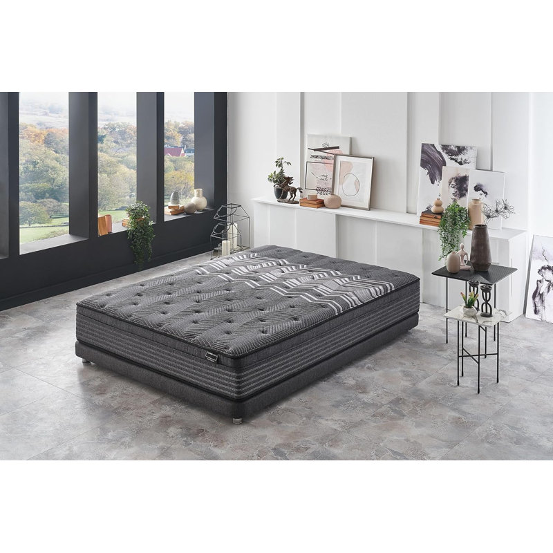 Grand matelas hybride Harmony Pro de 12 po avec ressorts ensachés et mousse à mémoire de forme, support à fermeté moyenne, isolation des mouvements, conception de refroidissement respirant pour un sommeil profond
