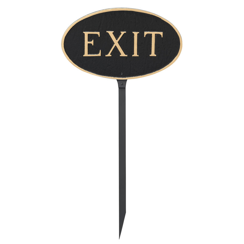 Enseigne de jardin instruction exit, Noir / or