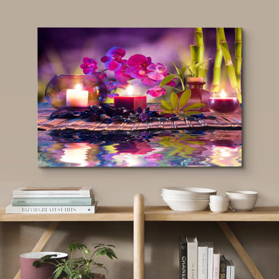 Zen Zen Relaxing Orchid Flower Bamboo Water Pond