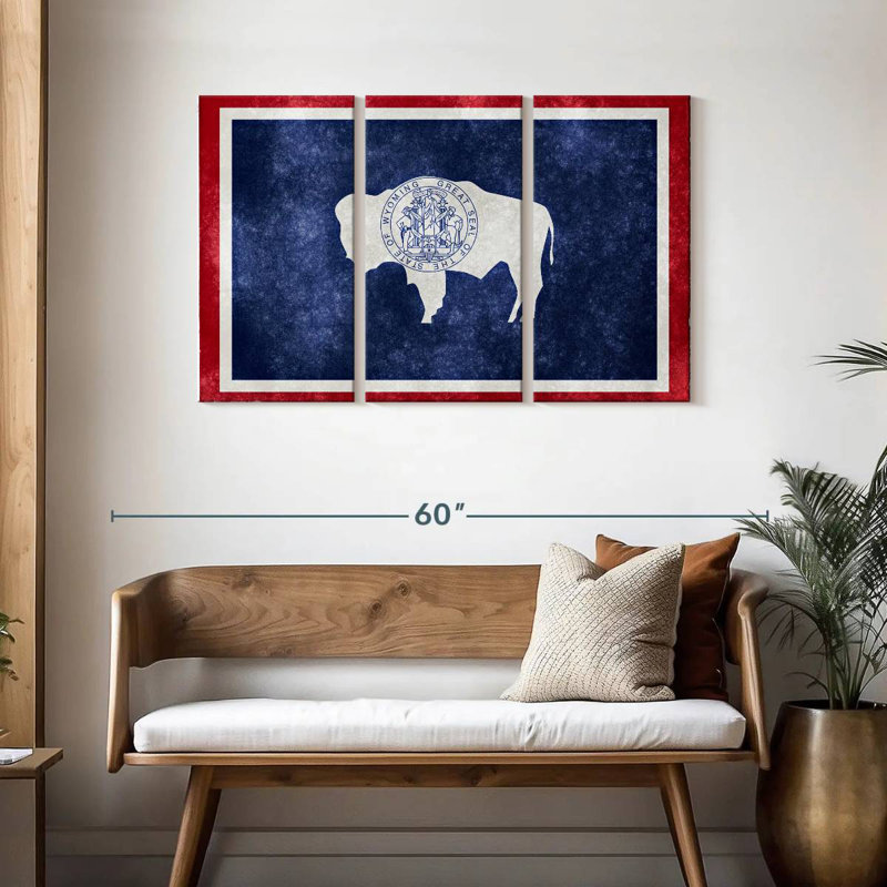 Drapeau d'État Borges Grunge Wyoming, H 28 po x l 45 po