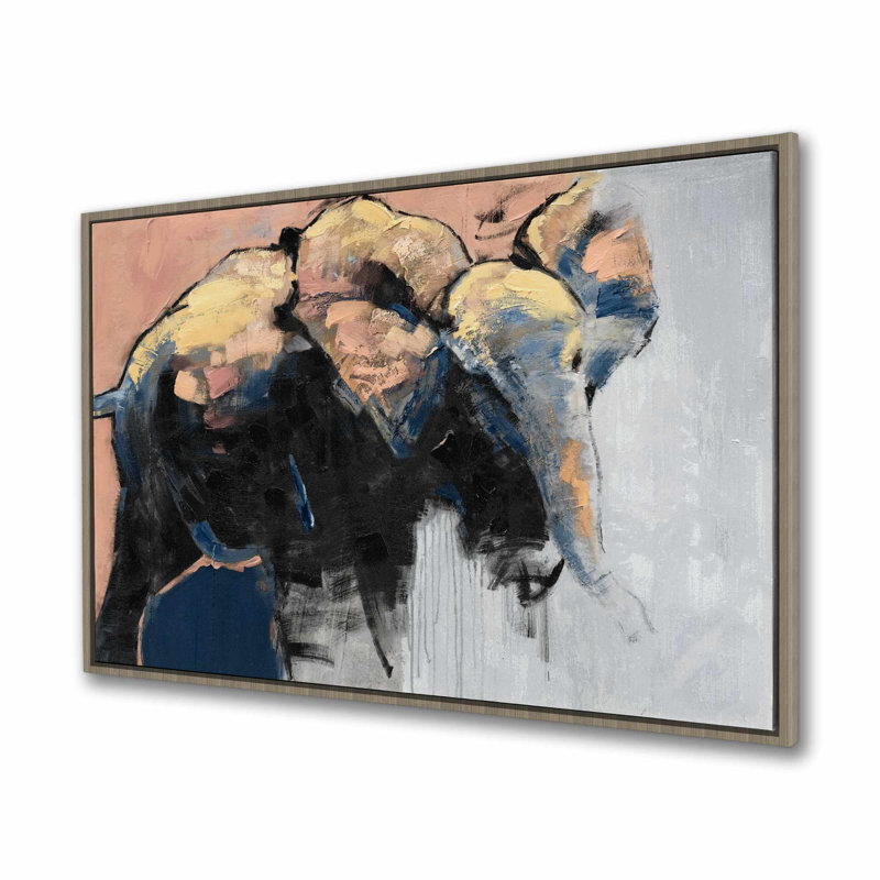 Gray Office Canvas | Abstract Elephant Framed Art Decor