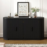 Storage Cabinet With Metal Handles And Vertical Striped Door, Entryway Cabinet