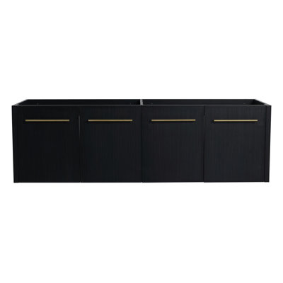 60" Wall Mounted Bathroom Vanity - Stylish Outlook, Soft-Close Door Ingress, Black Chestnut Coloration, Copious Storage Area, Plywood Manufactured 60 Inch Fashion Forward Design, Arrival Point,