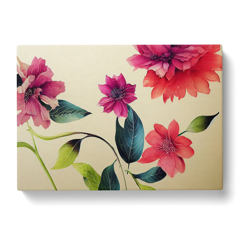 Excellent Watercolour Flowers - Wrapped Canvas, 35cm H x 50cm W x 3cm D