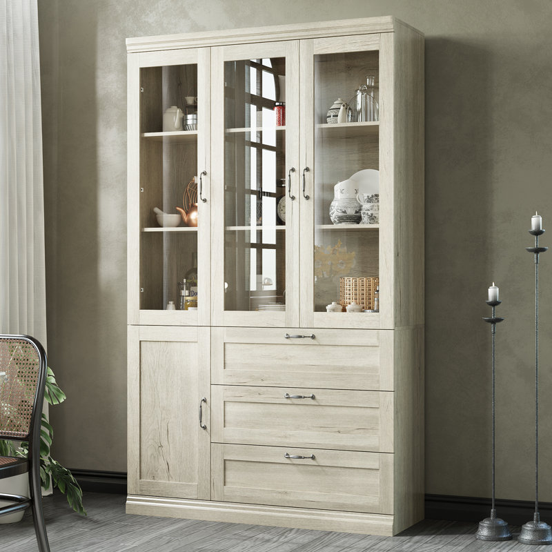 Armoire de rangement polyvalente avec 3 portes en verre trempé