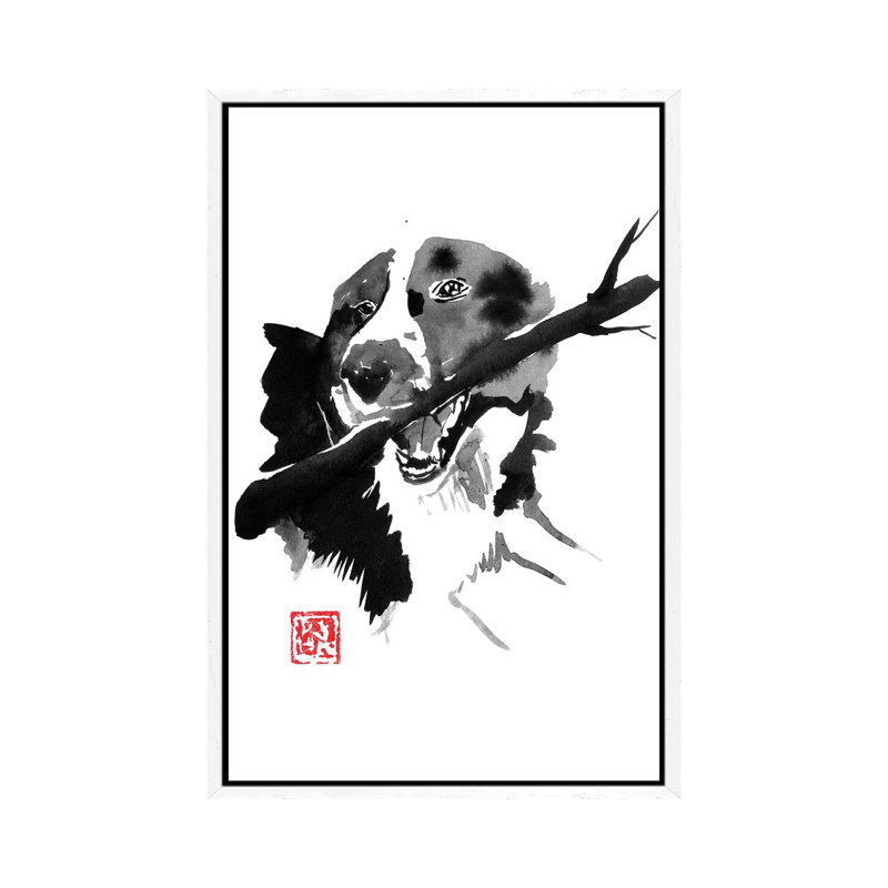 Dog Wood 1 Piece Painting on Canvas, 101.6 cm H x 66.04 cm W, White Framed