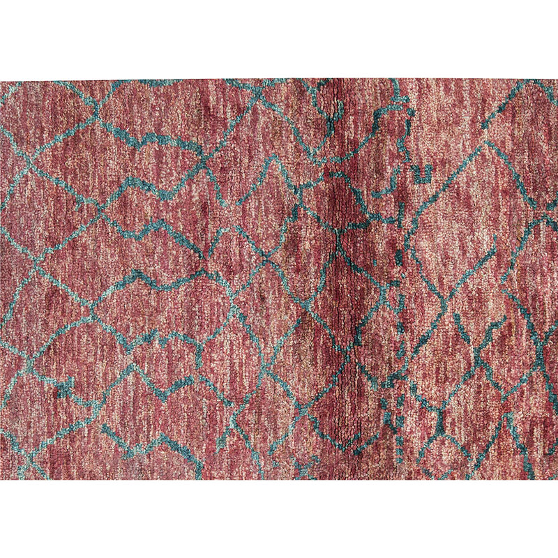Hand-Knotted High-Quality Red and Green Area Rug