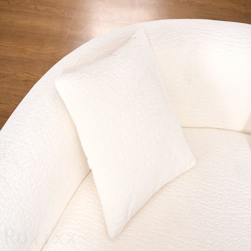 S-Curved Chenille Sectional Sofa: Dual-Depth , No Assembly, Compact For Small Spaces, 400 Lbs, 66.9" L, White