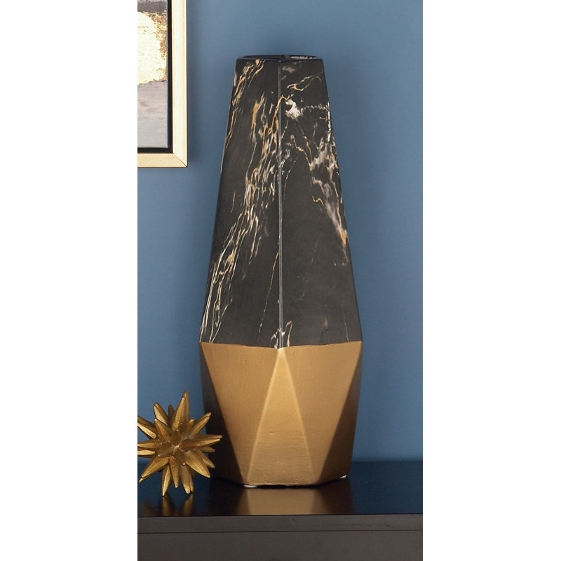 Vase décoratif en faux marbre Bhavya, H 18 po x l 7 po x P 7 po