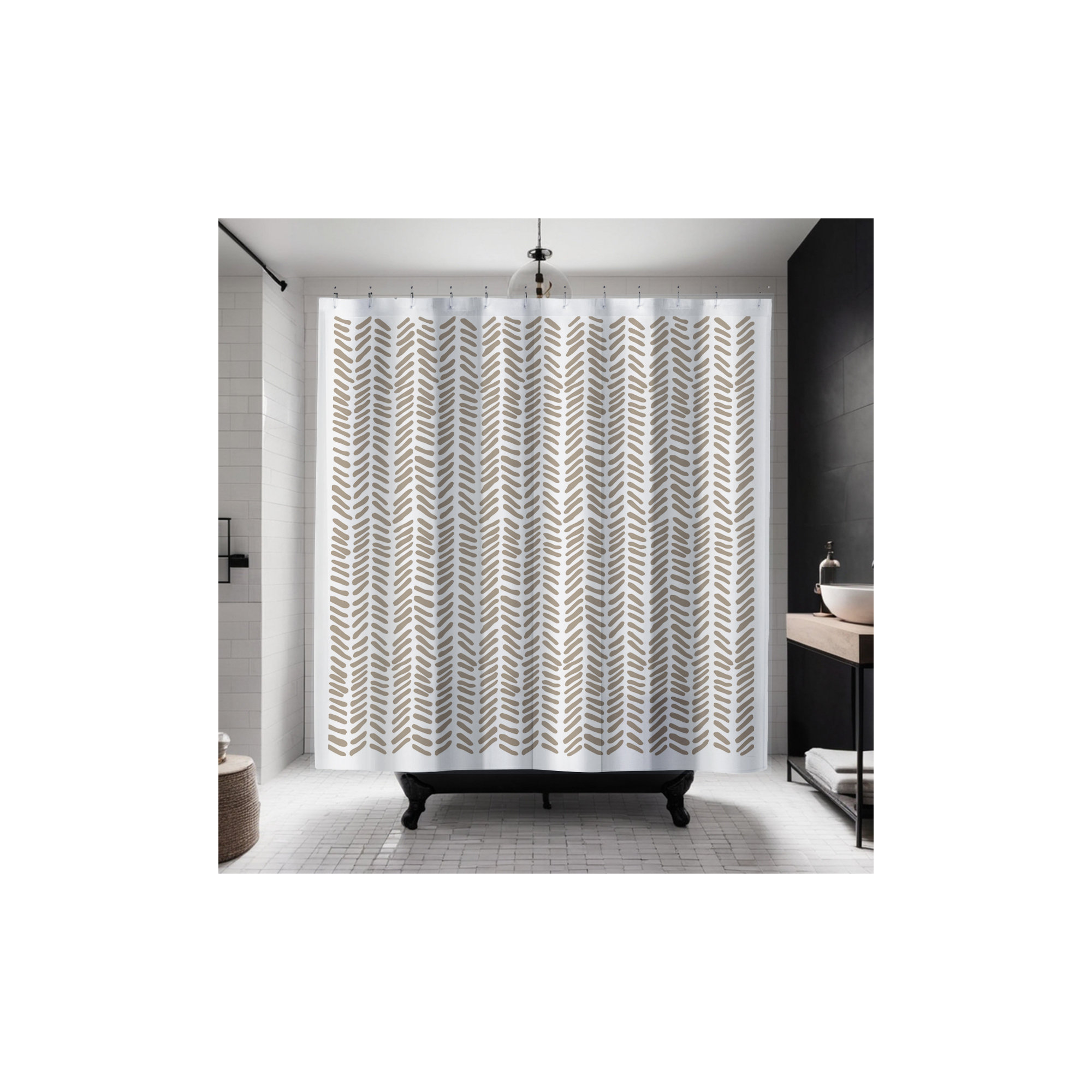 Thora Tribal Shower Curtain, ThoraVee Beige