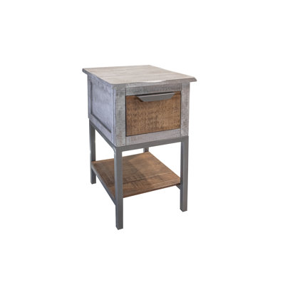 Mita 1 Drawer, Chair Side Table in Light Grey