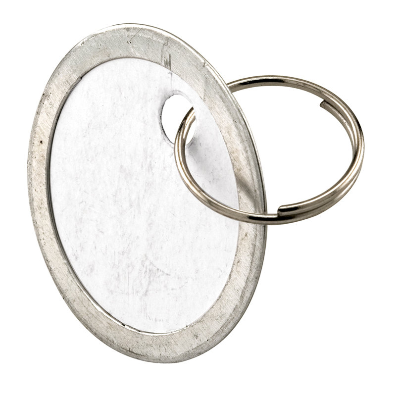 Paper Key ID Tags with Metal Borders and Key Wire Rings, 0.5" H x 3.25" W x 1.95" D
