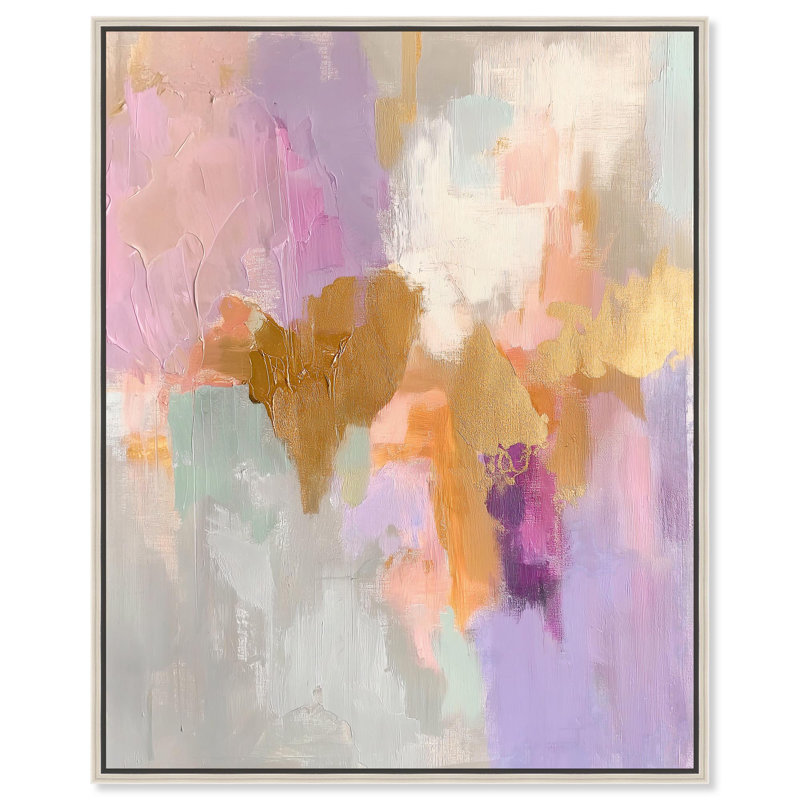 «Lavender Horizon Canvas Pastel Abstracts» par Art Remedy, 21" H x 17" W, Encadrement argenté