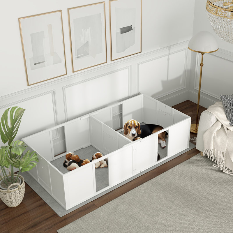 Whelping Box w/ Removable Doors, 18.90" H x 77.20" W x 37.80" D