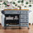 Kitchen Island With Drop Leaf, Embossed Texture Kitchen Island On Wheels With Spice Rack, Towel Rack, 2 Doors And 5 Drawers, Kitchen Storage Cart With Adjustable Shelf For Kitchen-1518097452