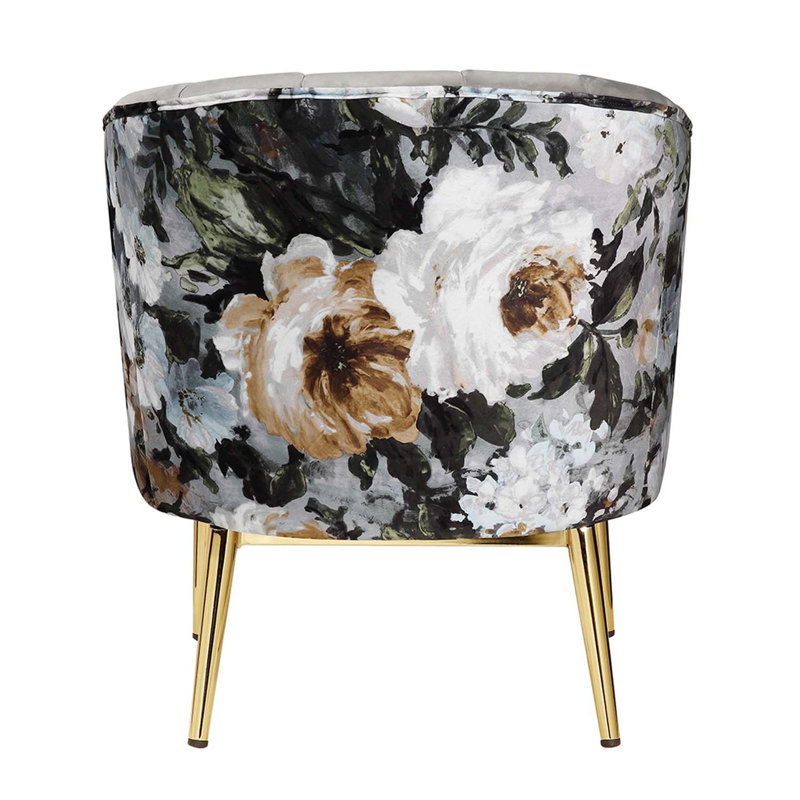 Chaise d'appoint Colla, velours gris et finition dorée