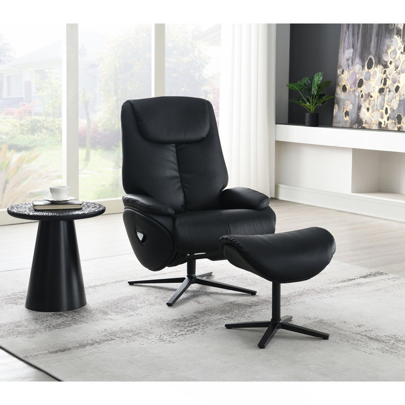 Fauteuil d'appoint pivotant noir avec repose-pieds