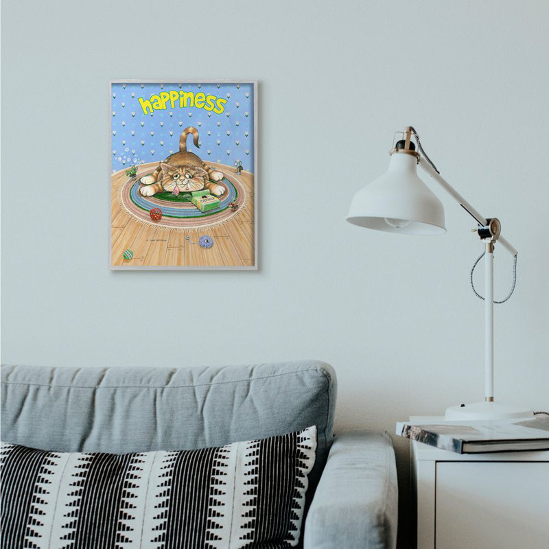 «Happiness Funny Cat Animal Design» par Gary Patterson - impression d'art graphique, H 20 po x l 16 po