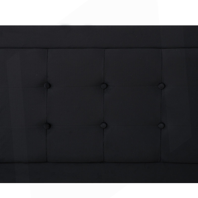 Structure de grand lit plateforme avec tête de lit tapissier et support à lattes de bois, aucun sommier tapissier requis, noir