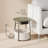 Small Round Side End Table With Charging Station - Modern Nightstand With Usb Ports And Fabric Basket, Forest Green And Cream White-811562919-811562940