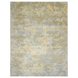 Gray Gold Traditional Silk Rug - 9' x 12'9"