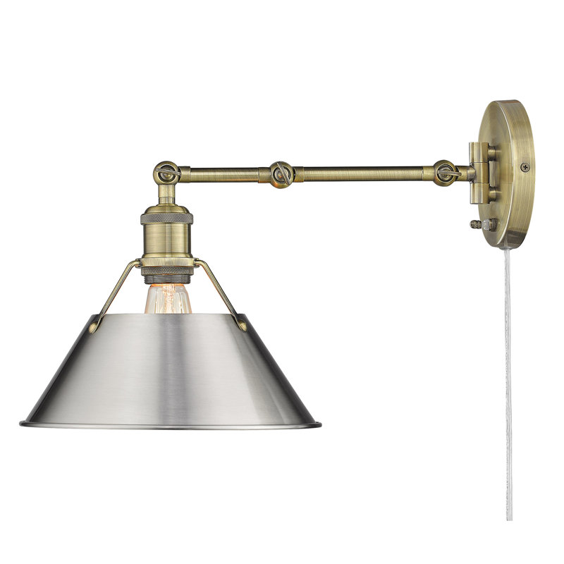 Weatherford Steel Swing Arm Sconce, Aged Brass, Pewter