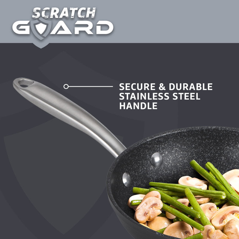 Prestige Scratch Guard Non Stick Pots and Pans with Frying Pan, Stockpot & 3 Piece Saucepan Set - induction Suitable, Dishwasher Safe, Scratch Resistant Cookware