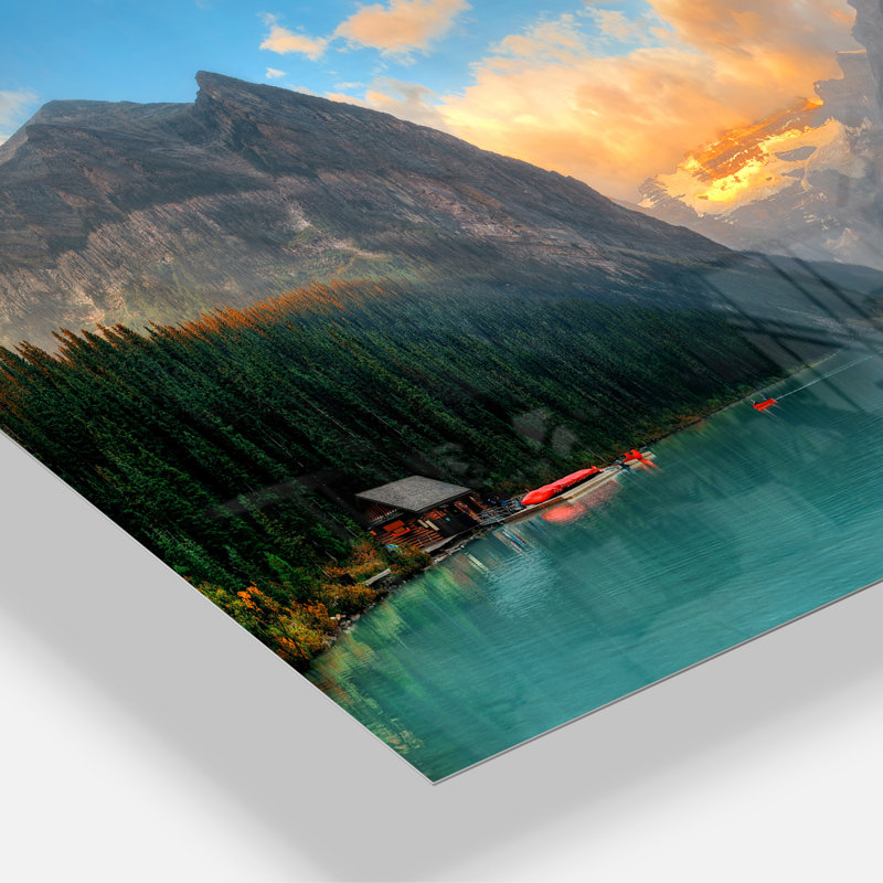 «Lake Louise Sunrise Banff Park - Multipanel Modern Seascape Extra Large», art mural en métal