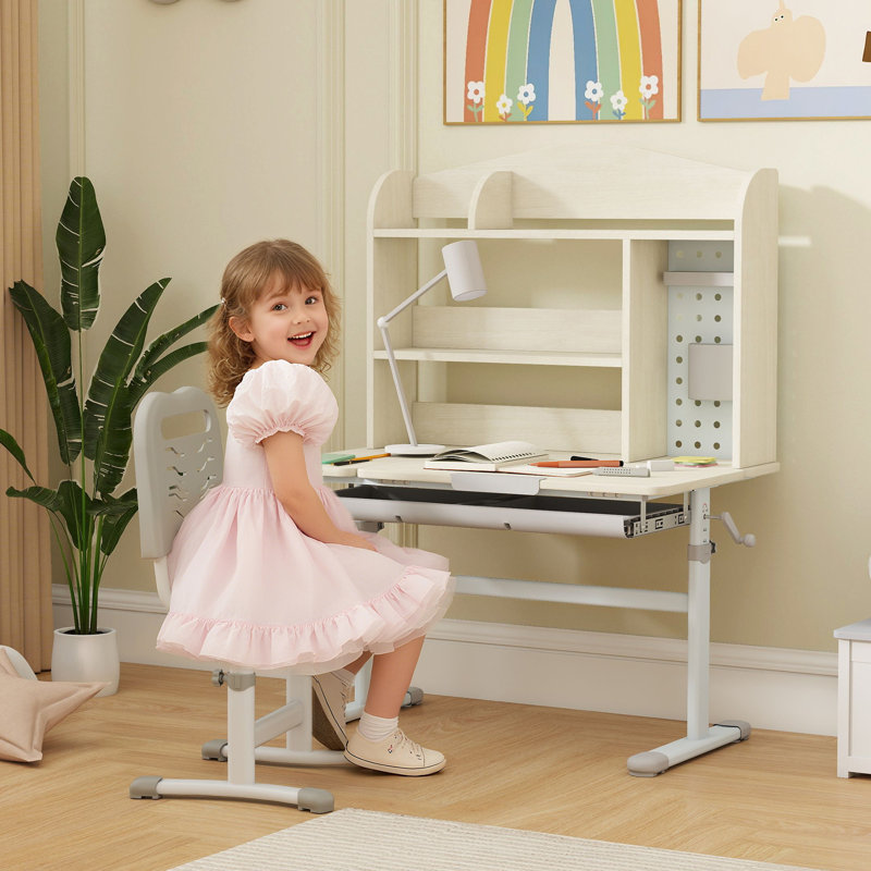 AIYAPLAY Kids Desk Height Adjustable Tilt-Desktop for 3-12 Years Natural