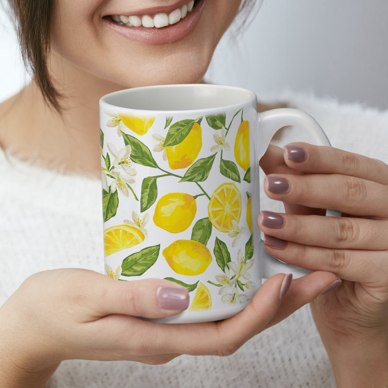 Lemon Repeat 15 oz. Decorative Ceramic Mug