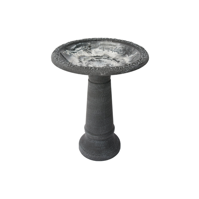 Marbled Glaze Bird Bath, Gray