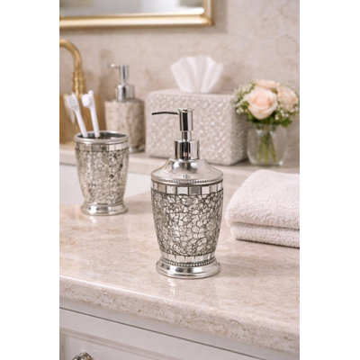 Oneita Liquid Soap Dispenser Pump Bottle | Bathroom Vanity & Kitchen Sink,Holds Soap,Lotion & Sanitizer | Ice Mosaic