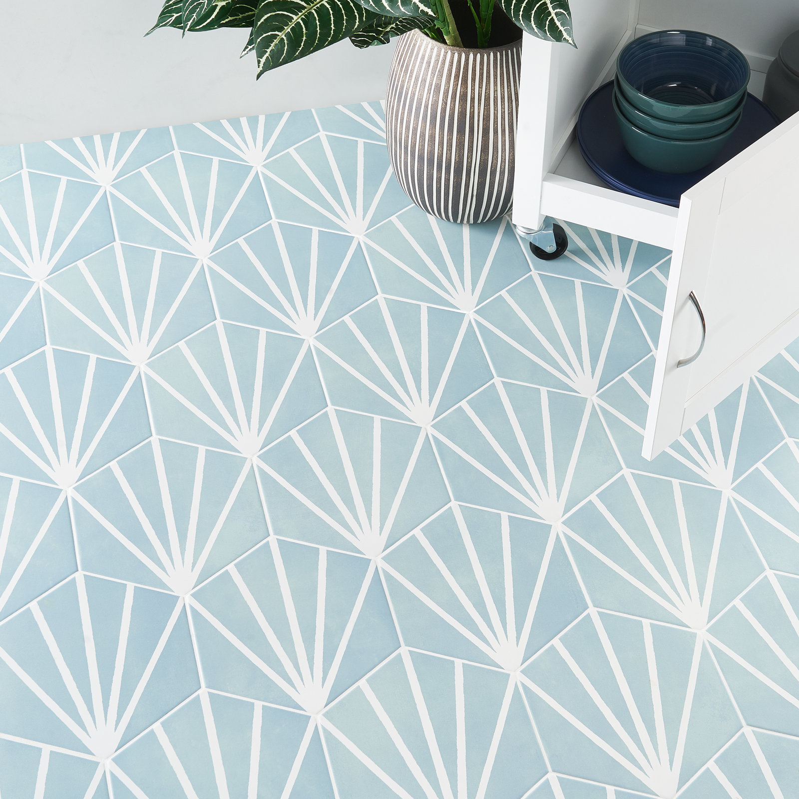 GeoHex Deco 8" Hexagon Matte Porcelain Floor and Wall Tile (9.03 Sq. Ft. / Case), Turquoise