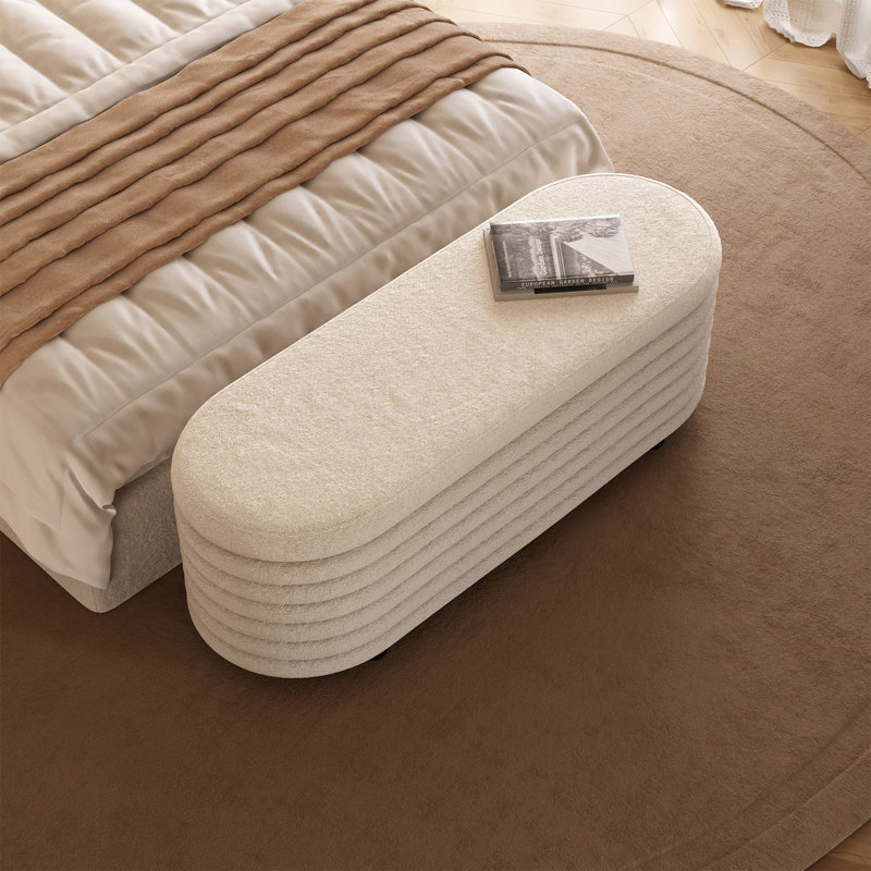 Banc de rangement crème rembourré avec coussin, chambre à coucher, vestibule complet