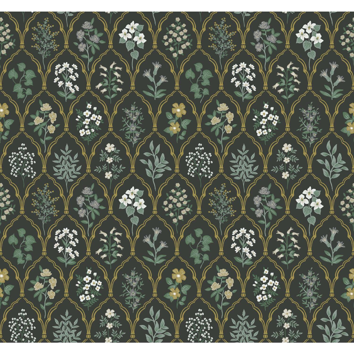 Hawthorne Wallpaper Roll, Black/Cream