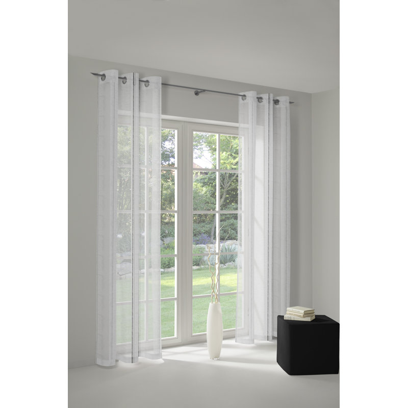 Anneclaar Sheer Single Curtain Panel, 200cm Width x 145cm Drop, Grey/Brown/Blue