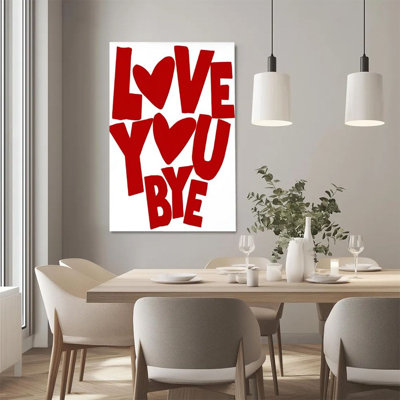 2D Flat, 1Pc Framed Canvas Wall Art, Love Confession, Heart-shaped Letter Design, Pop Art Style Art Print Canvas Poster Painting Room Wall Decor, Ideal Gift For Valentine's Day, Ready To Hang