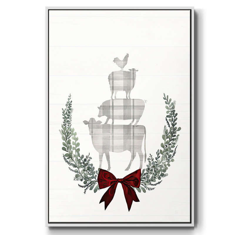 Yuletide Animals II, toile tendue avec châssis, H 25 po x l 17 po x P 1,5 po, Cadre flottant blanc