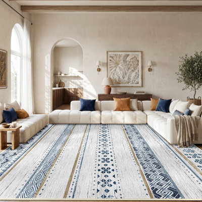 Tapis antidérapant à motif géométrique, tapis de polyester doux lavable à la machine pour la décoration intérieure