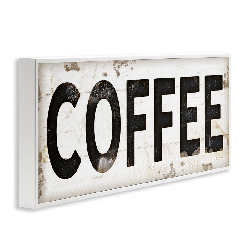 «Coffee Typographie Vintage Sign» par Jennifer Pugh, reproduction d'art textuel, H 30 po x l 13 po