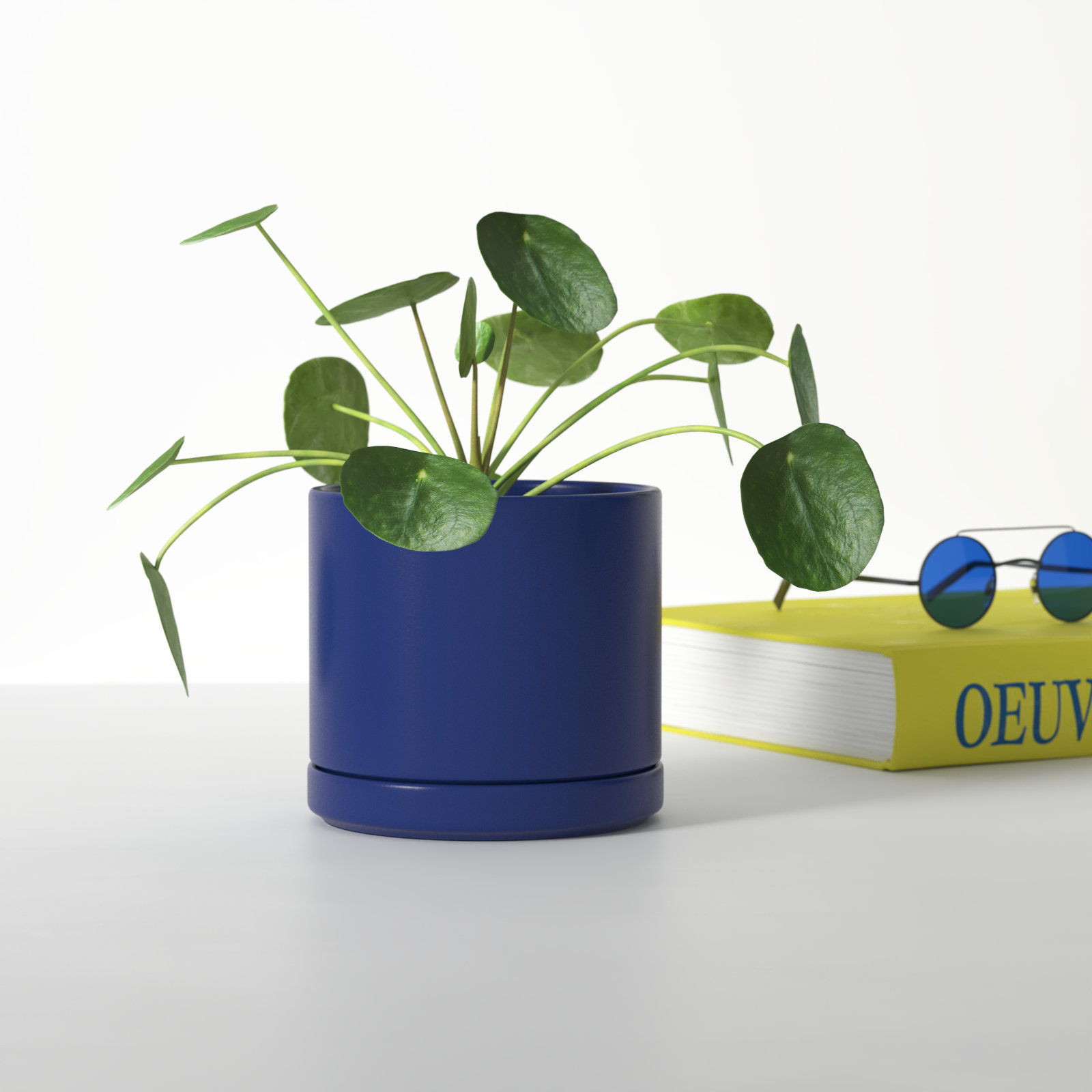 Cheryl 16" Ceramic Pot Planter, Blue, 6.1" H x 6.75" W x 6.75" D