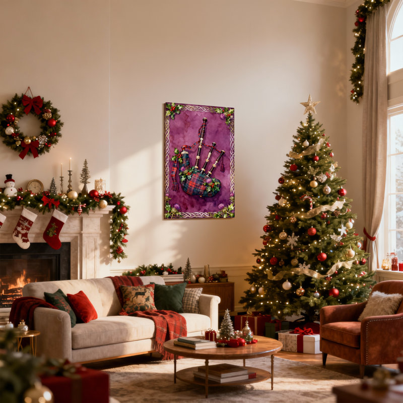 Christmas, cornemuse écossaise, ensemble de 3 impressions sur toile, H 30 po x l 20 po