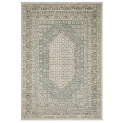 Kulas Center Medallion Beige/ Green Area Rug